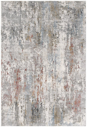 HomeRoots 2' Gray Abstract Pattern Runner Rug - Modern Artistry for Hallways, Soft Texture & Low-Pile Durability 5' x 8' 391788