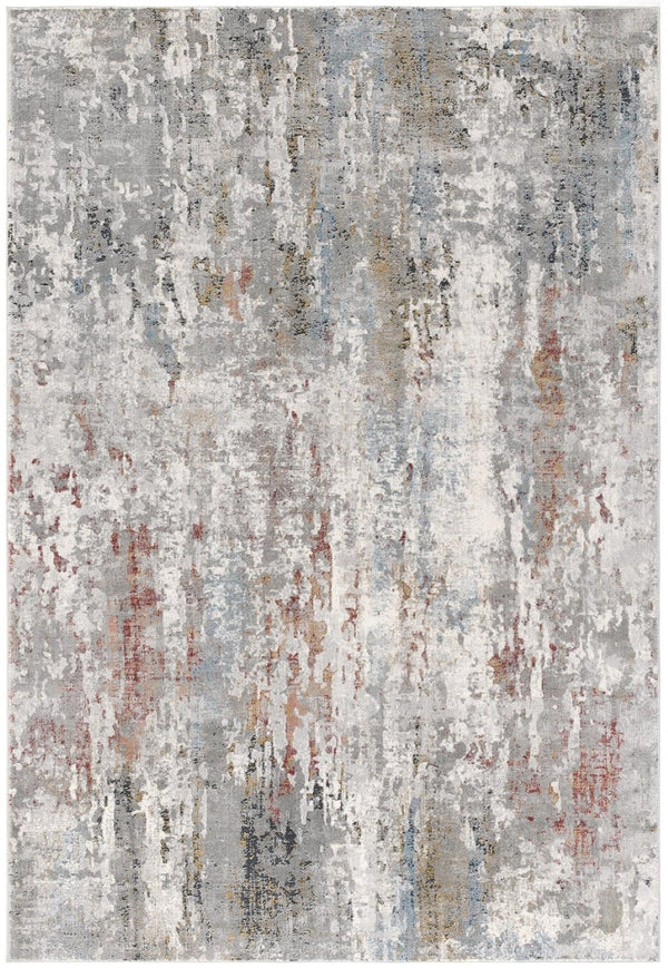 HomeRoots 2' Gray Abstract Pattern Runner Rug - Modern Artistry for Hallways, Soft Texture & Low-Pile Durability 5' x 8' 391788