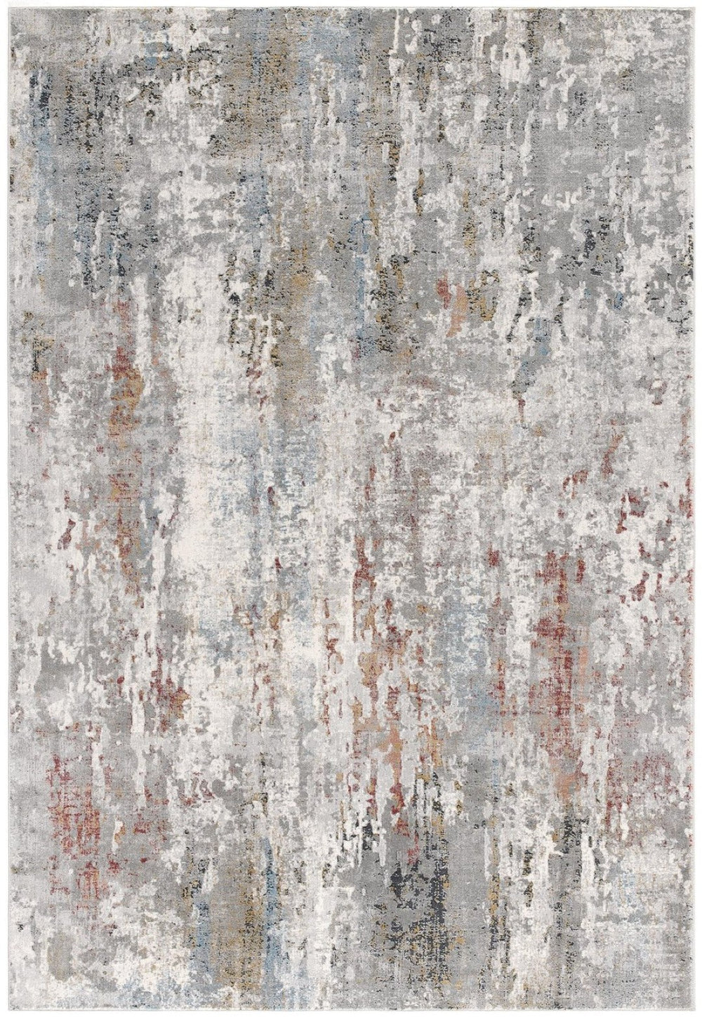 HomeRoots 2' Gray Abstract Pattern Runner Rug - Modern Artistry for Hallways, Soft Texture & Low-Pile Durability 5' x 8' 391788