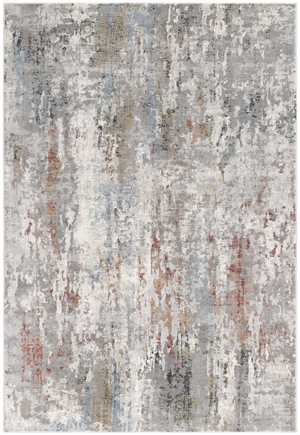 HomeRoots 2' Gray Abstract Pattern Runner Rug - Modern Artistry for Hallways, Soft Texture & Low-Pile Durability 5' x 8' 391788