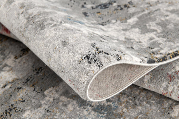 HomeRoots 2' Gray Abstract Pattern Runner Rug - Modern Artistry for Hallways, Soft Texture & Low-Pile Durability 5' x 8' 391788