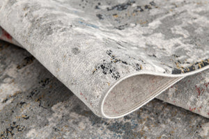 HomeRoots 2' Gray Abstract Pattern Runner Rug - Modern Artistry for Hallways, Soft Texture & Low-Pile Durability 7' x 10' 391789