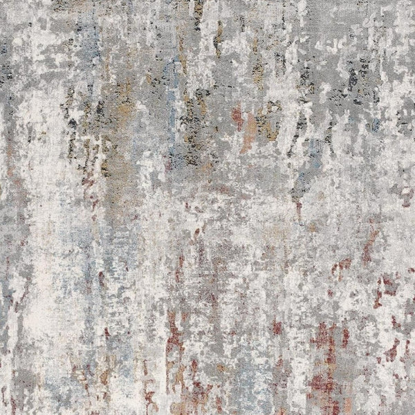 HomeRoots 2' Gray Abstract Pattern Runner Rug - Modern Artistry for Hallways, Soft Texture & Low-Pile Durability 7' x 10' 391789