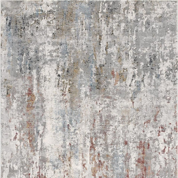 HomeRoots 2' Gray Abstract Pattern Runner Rug - Modern Artistry for Hallways, Soft Texture & Low-Pile Durability 7' x 10' 391789