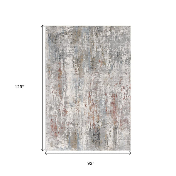 HomeRoots 2' Gray Abstract Pattern Runner Rug - Modern Artistry for Hallways, Soft Texture & Low-Pile Durability 8' x 11' 391790