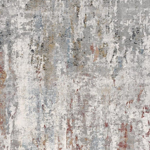 HomeRoots 2' Gray Abstract Pattern Runner Rug - Modern Artistry for Hallways, Soft Texture & Low-Pile Durability 8' x 11' 391790