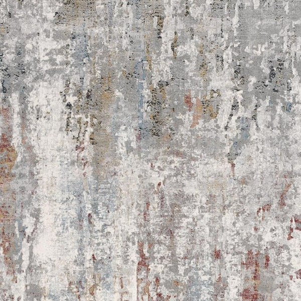 HomeRoots 2' Gray Abstract Pattern Runner Rug - Modern Artistry for Hallways, Soft Texture & Low-Pile Durability 8' x 11' 391790