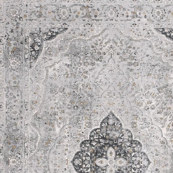 HomeRoots 4' Grey Oriental Area Rug - Timeless Elegance and Cozy Comfort for Living Rooms and Bedrooms 4' X 6' 391791