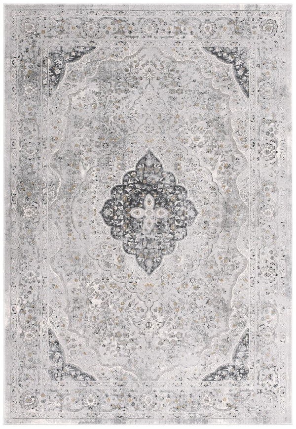 HomeRoots 4' Grey Oriental Area Rug - Timeless Elegance and Cozy Comfort for Living Rooms and Bedrooms 5' X 8' 391792