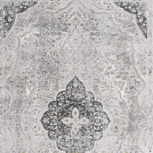 HomeRoots 4' Grey Oriental Area Rug - Timeless Elegance and Cozy Comfort for Living Rooms and Bedrooms 5' X 8' 391792