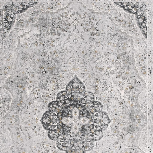 HomeRoots 4' Grey Oriental Area Rug - Timeless Elegance and Cozy Comfort for Living Rooms and Bedrooms 5' X 8' 391792