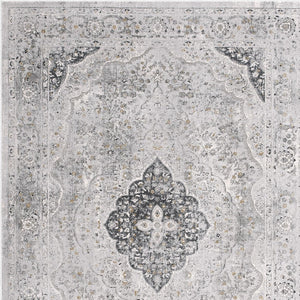 HomeRoots 4' Grey Oriental Area Rug - Timeless Elegance and Cozy Comfort for Living Rooms and Bedrooms 5' X 8' 391792