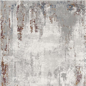 HomeRoots 4' Gray and Ivory Modern Abstract Area Rug - Stylish, Stain-Resistant Design for High-Traffic Areas 4' X 6' 391795
