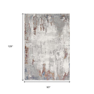 HomeRoots 4' Gray and Ivory Modern Abstract Area Rug - Stylish, Stain-Resistant Design for High-Traffic Areas 8' X 11' 391798