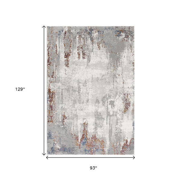HomeRoots 4' Gray and Ivory Modern Abstract Area Rug - Stylish, Stain-Resistant Design for High-Traffic Areas 8' X 11' 391798
