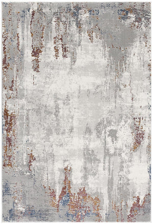 HomeRoots 4' Gray and Ivory Modern Abstract Area Rug - Stylish, Stain-Resistant Design for High-Traffic Areas 8' X 11' 391798