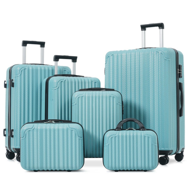 English Elm 6-piece Hardshell Abs Luggage Set with Spinner Wheels Tsa Lock and Scratch Resistant Shell Ice Blue N730P354689C