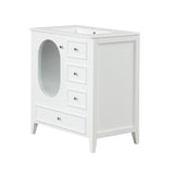 English Elm 30" Bathroom Vanity With Sink, Bathroom Vanity Cabinet With Three Drawers and Door, Solid Wood and Mdf, White