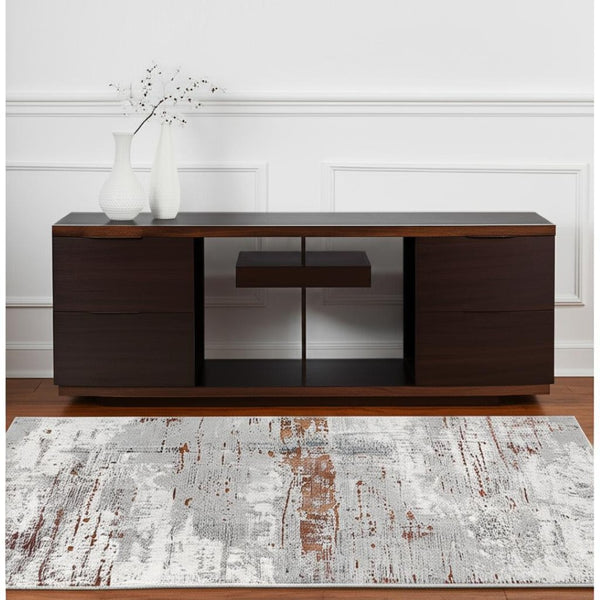 HomeRoots 4' Modern Abstract Gray and Brown Scraped Area Rug - Plush, Stain-Resistant, Vintage Design for Comfort 4' X 6' 391800