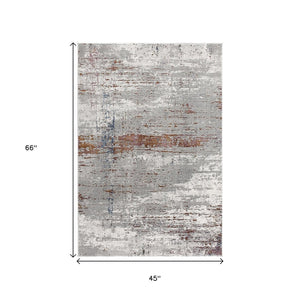 HomeRoots 4' Modern Abstract Gray and Brown Scraped Area Rug - Plush, Stain-Resistant, Vintage Design for Comfort 4' X 6' 391800