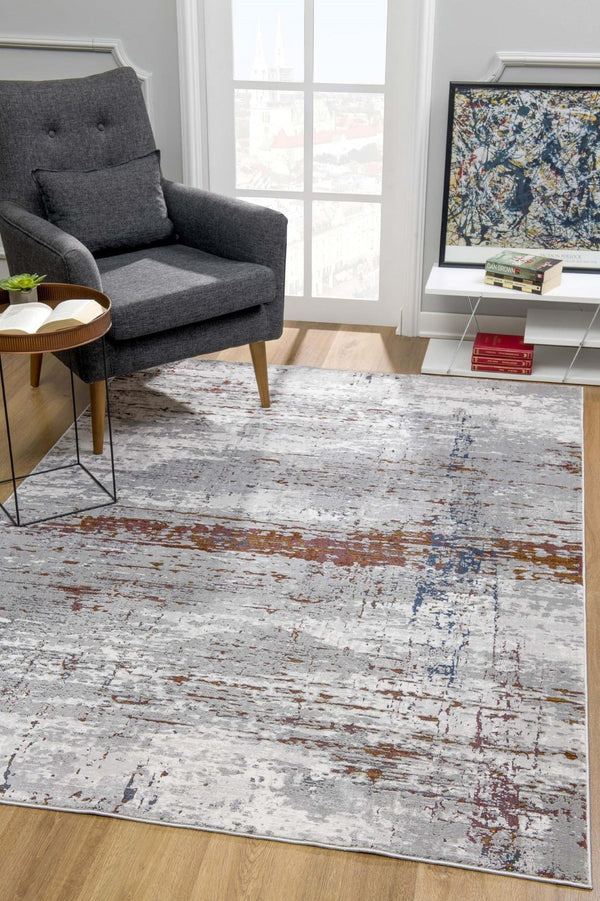 HomeRoots 4' Modern Abstract Gray and Brown Scraped Area Rug - Plush, Stain-Resistant, Vintage Design for Comfort 5' X 8' 391801