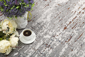 HomeRoots 4' Modern Abstract Gray and Brown Scraped Area Rug - Plush, Stain-Resistant, Vintage Design for Comfort 7' X 10' 391802
