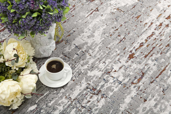 HomeRoots 4' Modern Abstract Gray and Brown Scraped Area Rug - Plush, Stain-Resistant, Vintage Design for Comfort 7' X 10' 391802