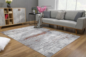 HomeRoots 4' Modern Abstract Gray and Brown Scraped Area Rug - Plush, Stain-Resistant, Vintage Design for Comfort 8' X 11' 391803