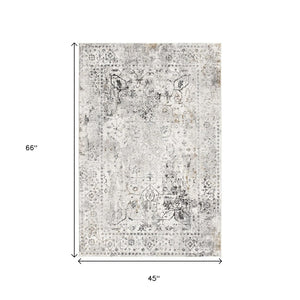 HomeRoots 4' Beige Oriental Area Rug - Timeless, Durable Design for Living Rooms, Entryways, and More 4' X 6' 391805