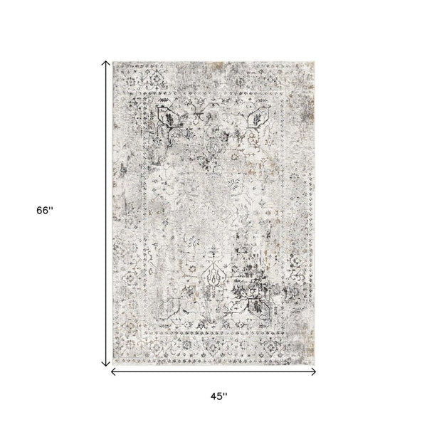 HomeRoots 4' Beige Oriental Area Rug - Timeless, Durable Design for Living Rooms, Entryways, and More 4' X 6' 391805