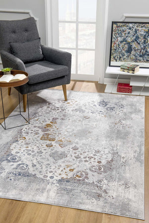 HomeRoots 4' Gray Abstract Area Rug - Contemporary Turkish Design with Soft High Pile for Modern Interiors 4' X 6' 391809