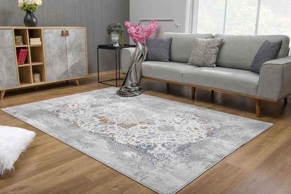 HomeRoots 4' Gray Abstract Area Rug - Contemporary Turkish Design with Soft High Pile for Modern Interiors 4' X 6' 391809