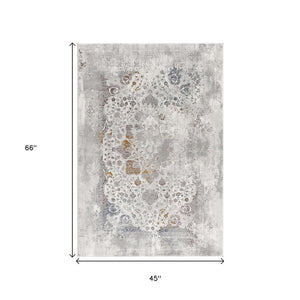 HomeRoots 4' Gray Abstract Area Rug - Contemporary Turkish Design with Soft High Pile for Modern Interiors 4' X 6' 391809