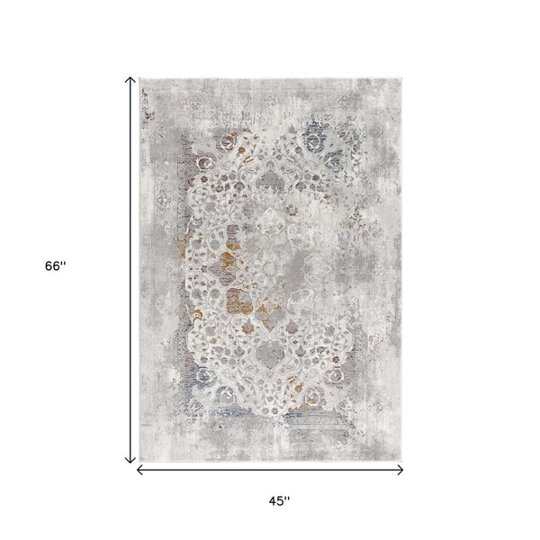 HomeRoots 4' Gray Abstract Area Rug - Contemporary Turkish Design with Soft High Pile for Modern Interiors 4' X 6' 391809