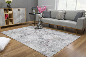 HomeRoots 4' Gray Abstract Area Rug - Soft High-Pile Design with Artistic Patterns for Modern Home Décor 4' X 6' 391814