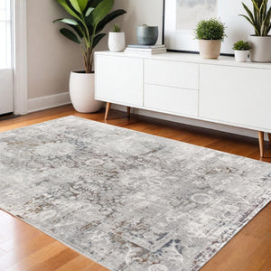 HomeRoots 4' Gray Abstract Area Rug - Soft High-Pile Design with Artistic Patterns for Modern Home Décor 4' X 6' 391814