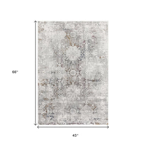 HomeRoots 4' Gray Abstract Area Rug - Soft High-Pile Design with Artistic Patterns for Modern Home Décor 4' X 6' 391814