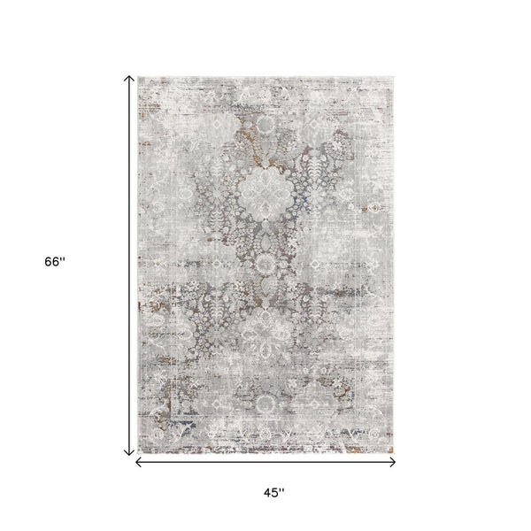 HomeRoots 4' Gray Abstract Area Rug - Soft High-Pile Design with Artistic Patterns for Modern Home Décor 4' X 6' 391814