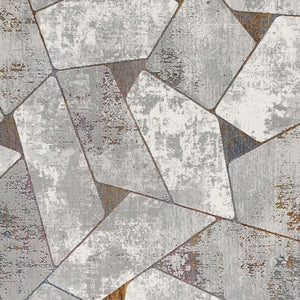 HomeRoots 4' Grey Geometric Area Rug - Contemporary Design for Modern Spaces, Durable & Easy to Clean 4' X 6' 391818