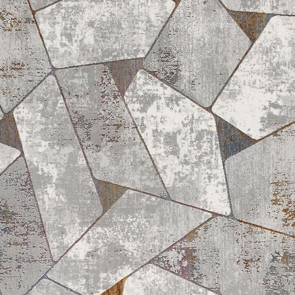 HomeRoots 4' Grey Geometric Area Rug - Contemporary Design for Modern Spaces, Durable & Easy to Clean 4' X 6' 391818