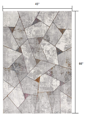 Homeroots 4' X 6' Grey Geometric Area Rug  Polyester 391818