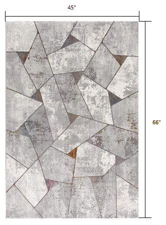 Homeroots 4' X 6' Grey Geometric Area Rug  Polyester 391818