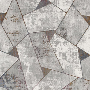 HomeRoots 4' Grey Geometric Area Rug - Contemporary Design for Modern Spaces, Durable & Easy to Clean 5' X 8' 391819