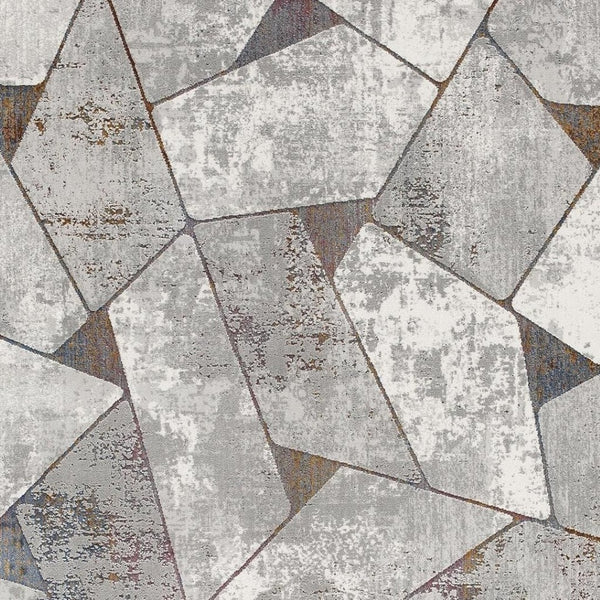 HomeRoots 4' Grey Geometric Area Rug - Contemporary Design for Modern Spaces, Durable & Easy to Clean 5' X 8' 391819