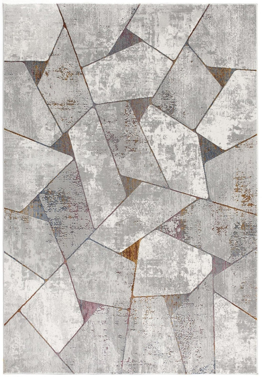 HomeRoots 4' Grey Geometric Area Rug - Contemporary Design for Modern Spaces, Durable & Easy to Clean 5' X 8' 391819