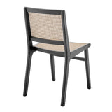 EuroStyle Joelle Side Chair in Matte Black Beech Wooden Frames with Natural Cane Seat & Back - Set of 1