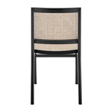 EuroStyle Joelle Side Chair in Matte Black Beech Wooden Frames with Natural Cane Seat & Back - Set of 1