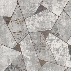 HomeRoots 4' Grey Geometric Area Rug - Contemporary Design for Modern Spaces, Durable & Easy to Clean 7' X 10' 391820