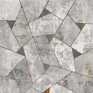 HomeRoots 4' Grey Geometric Area Rug - Contemporary Design for Modern Spaces, Durable & Easy to Clean 7' X 10' 391820