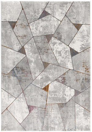 Homeroots 7' X 10' Grey Geometric Area Rug  Polyester 391820